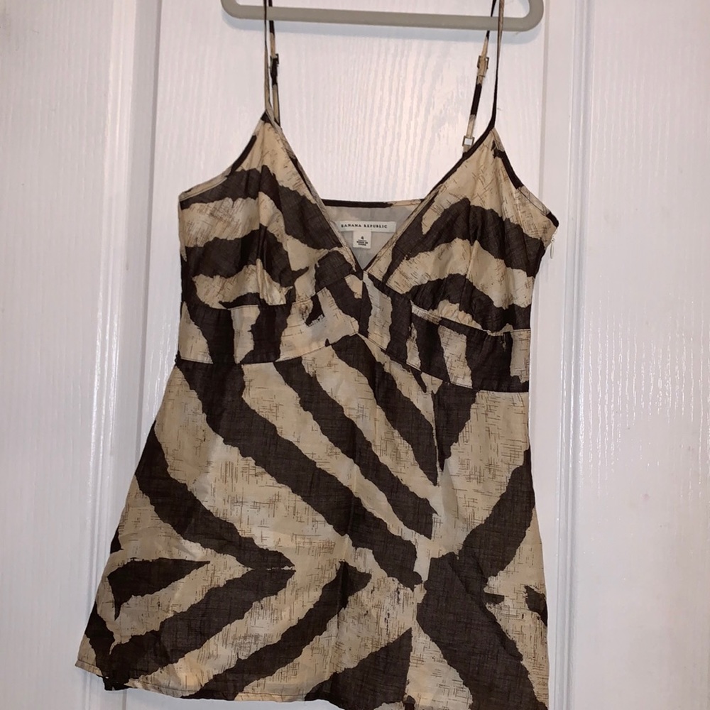 Banana Republic Cami Tank Brown Cream Zebra NWT Size 4